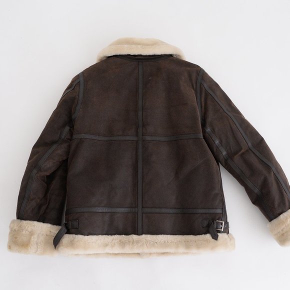 Vintage St. John's Bay Brown Leather Aviator Pilot Jacket with Shearling… - Picture 14 of 16